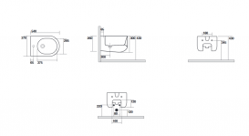 Біде підвісне Kerasan Flo з 1 отвором з шумоізоляційної пластиною і кріпленням білий 312301