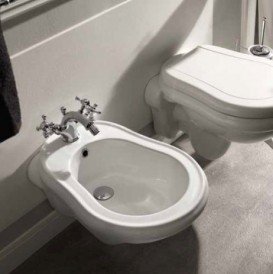 Биде подвесное Kerasan Retro с переливом белый 102601