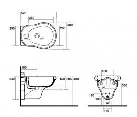 Биде подвесное Kerasan Retro с переливом белый 102601