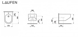 Биде подвесное Laufen Sonar 37х54 см с 1 отверстием для смесителя керамика белый H8303410003021