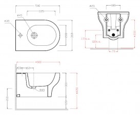 Биде подвесное Olympia Clear 36х50 см санфаянс белый 17CL