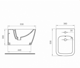 Биде подвесное Ponsi Wave 36х53 см керамика белый глянец BC WAV L BIDE 0001