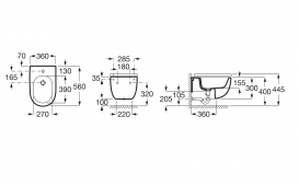 Биде подвесное Roca Meridian 36х56 см керамика белый A357248000
