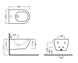 Біде підвісне з одним отвором без бокових отворів Hatria Fusion 35.5х54 см цемент A0Y1D907