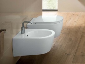 Биде подвесное с одним отверстием без боковых отверстий Hatria Fusion 35.5х54 см белый Y1D901