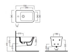 Біде підвісне з одним отвором Hatria Erika Pro 34.5х53 см білий VBYXJ001