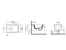 Биде подвесное с одним отверстием Hatria ERIKA pro Q 34х53 см YXHW01