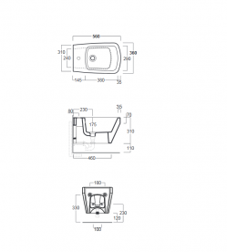 Біде підвісне Simas Baden Baden 36х56 см фаянс білий BB 19 / F85