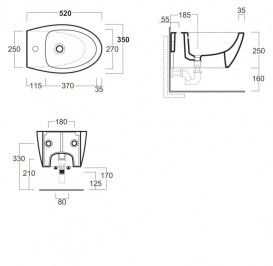 Биде подвесное Simas LFT Spazio 35х52 см санфаянс белый LFT19