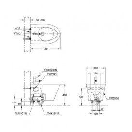 Биде подвесное TOTO Avante керамика белый BW822J