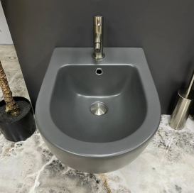 Біде підвісне VBI VULCANO 49х36 см кераміка сірий матовий VBI-020411