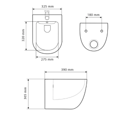 Біде підвісне VBI VULCANO 49х36 см кераміка сірий матовий VBI-020411