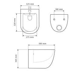 Біде підвісне VBI VULCANO 49х36 см кераміка чорний матовий VBI-020413