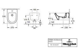 Биде подвесное Villeroy & Boch Architectura 37х53 см санитарная керамика CeramicPlus альпийский белый 548400R1 