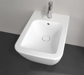 Биде подвесное Villeroy & Boch Finion 37,5х56 см санитарная керамика CeramicPlus каменный белый 446500RW
