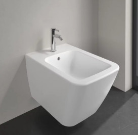 Биде подвесное Villeroy & Boch Finion 37,5х56 см санитарная керамика CeramicPlus каменный белый 446500RW