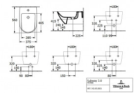 Биде подвесное Villeroy & Boch Subway 3.0 37,5х56 см санитарная керамика CeramicPlus альпийский белый 447000R1