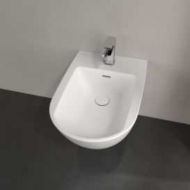 Биде подвесное Villeroy & Boch Subway 3.0 37,5х56 см санитарная керамика CeramicPlus каменный белый 447000RW