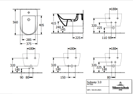 Биде подвесное Villeroy & Boch Subway 3.0 37,5х56 см санитарная керамика CeramicPlus каменный белый 447000RW