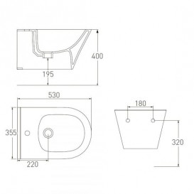 Біде підвісне Volle Aiva 53х35.5 см з отвором під змішувач кераміка колір білий 13-68-540