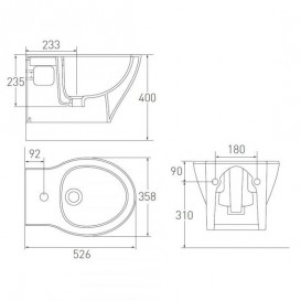 Біде підвісне Volle Iberia 52.6х35.8 см з отвором під змішувач кераміка колір білий 13-21-027