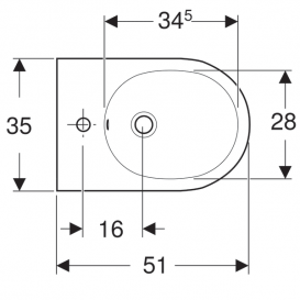 Биде подвесное Geberit Acanto закрытой формы санфарфор белый 500.601.01.2