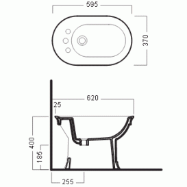 Биде напольное с тремя отверстиями Hatria DOLCEVITA Y0EU01