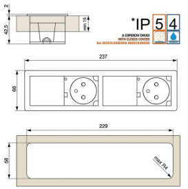 Блок розеток ASA Plastici VersaHit Combi 2x220В черный матовый 060.25F.00028