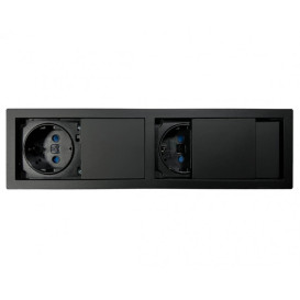 Блок розеток ASA Plastici VersaHit Combi 2x220В черный матовый 060.25F.00028