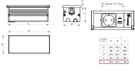 Блок розеток ASA Plastici Versalid 3х220В+USB type А+С черный 060.39F.00011