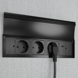 Блок розеток ASA Plastici Versalid 3х220В+USB type А+С черный 060.39F.00011