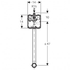 Блок управления смывом писсуара Geberit со смывным патрубком и выпускным комплектом 115.985.00.5