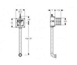 Блок управління змивом пісуара Geberit універсальний зі зливною трубою 116.003.00.1