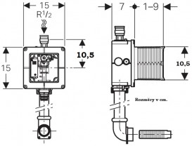 Блок управління змивом пісуара Geberit Preda і Selva 116.005.00.1