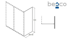 Боковая стенка для ванны Besco Duo Slide II 70х150 см хром/прозрачное стекло PDS-II-70