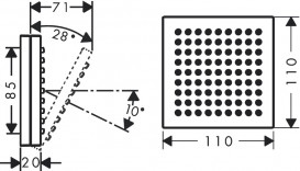 Боковой душ Hansgrohe Axor ShowerComposition 110х110 мм 1-режимный матовый черный 12596670