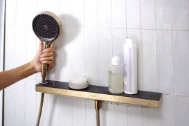 Боковой душ Hansgrohe Rainfinity 500 1 режим с полкой шлифованная бронза 26243140