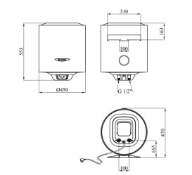 Бойлер Ariston Pro1 50V 1,8K PL Dry HE сухий ТЕН білий 3201854