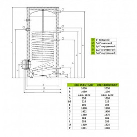 Бойлер непрямого нагріву Drazice OKC 1000 NTR/BP з можливістю встановлення ТЕНу вертикальний підлоговий 105513055