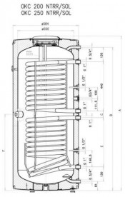 Бойлер косвенного нагрева Drazice OKC 250 NTRR/SOL для гелиосистемы напольный вертикальный 110991301