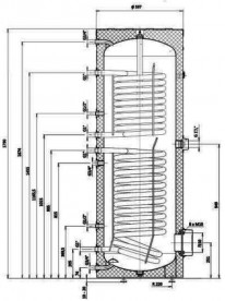 Бойлер косвенного нагрева Drazice OKC 300 NTRR/SOL для гелиосистемы напольный вертикальный 121091301