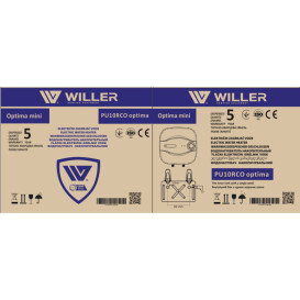 Бойлер Willer PA10R Optima Mini монтаж над мойкой 10 л мокрый ТЭН белый 44769