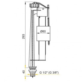 Bпускной механизм AlcaPlast для керамических бачков с нижней подводкой A12 1/2