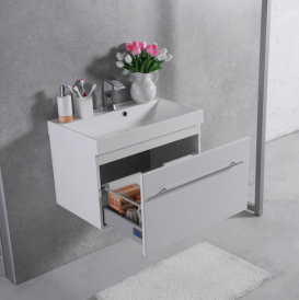 Тумба подвесная Буль-Буль Corsica 695x445х470 с раковиной Signe искусственный камень белый ШН-700