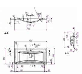 Раковина для ванної вбудована Буль-Буль колекція Elina біла 0507101