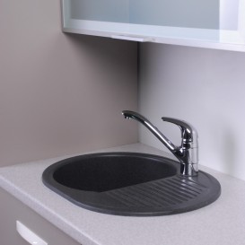 Мойка для кухни овальная Буль-Буль Yuta оборачиваемая врезная Магранит светло-черный 102060004