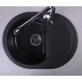 Мойка для кухни овальная Буль-Буль Yuta оборачиваемая врезная Магранит светло-черный 102060004