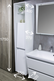 Пенал подвесной Буль-Буль Peggy 350х400х1750 мм с корзиной для белья белый Peggy