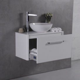 Тумба подвесная Буль-Буль Fiji 792x395x420 с раковиной Mona искусственный камень белый 10808012200