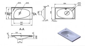 Тумба подвесная Буль-Буль Titania 695х394х670 с раковиной Titania
